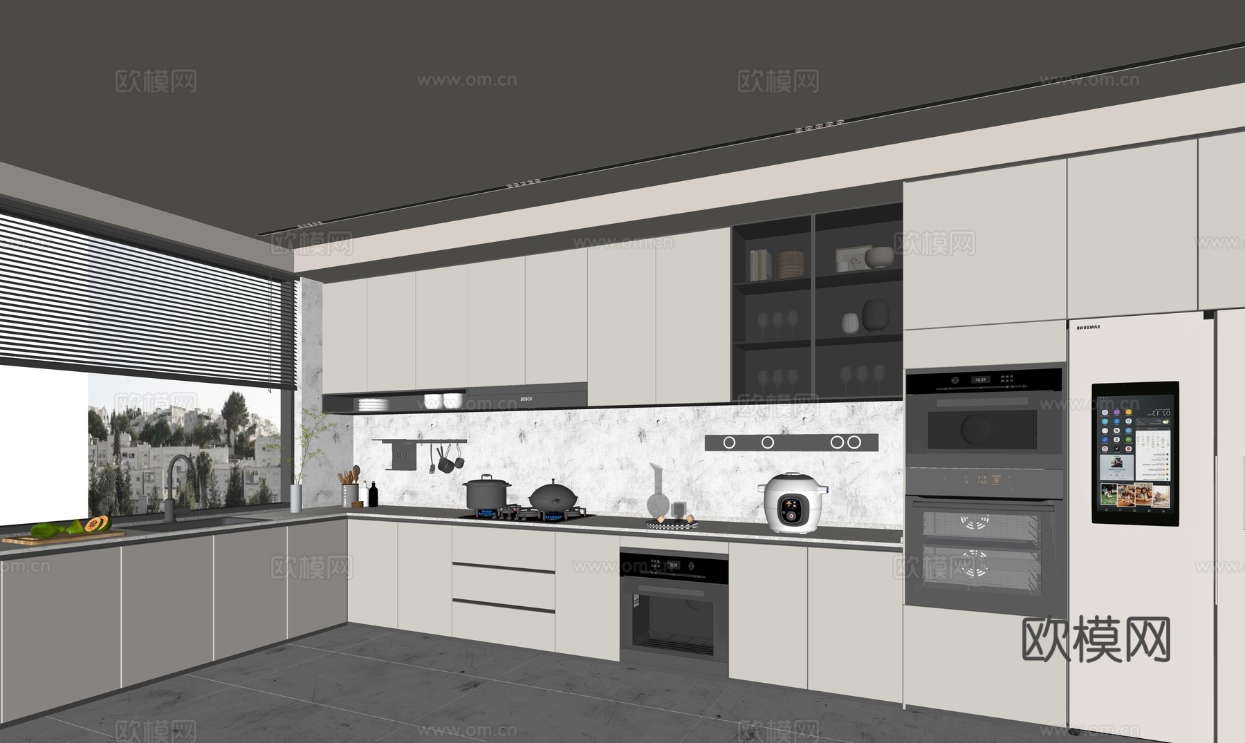 现代网红厨房su模型