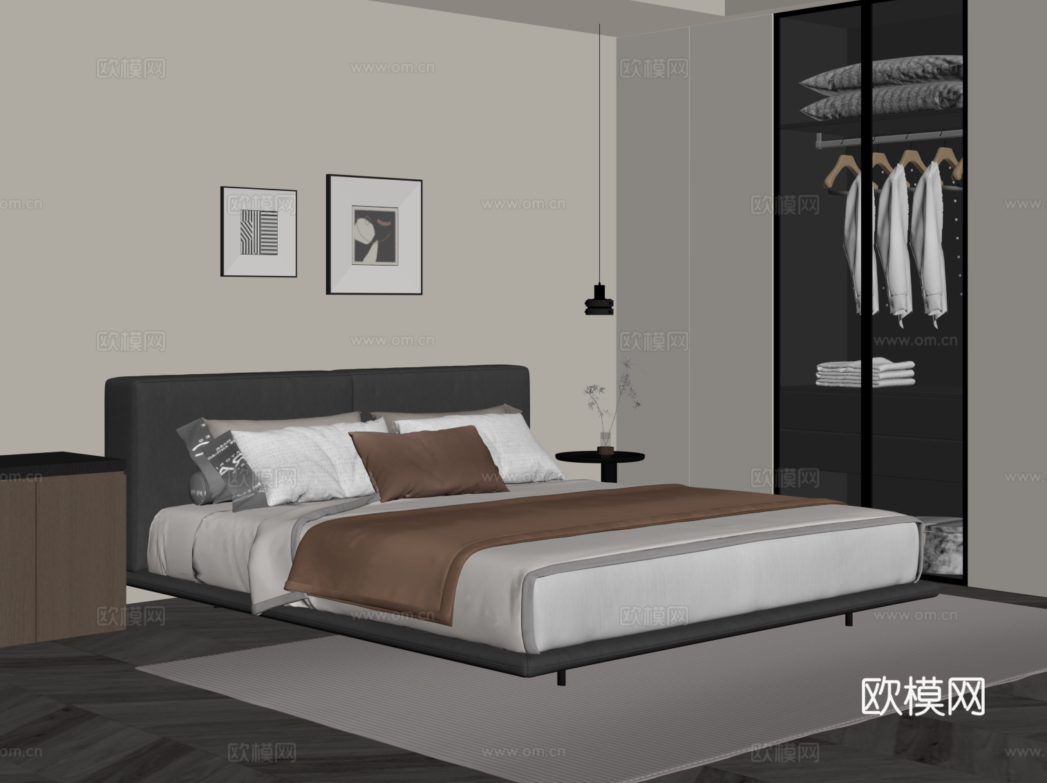 现代卧室su模型