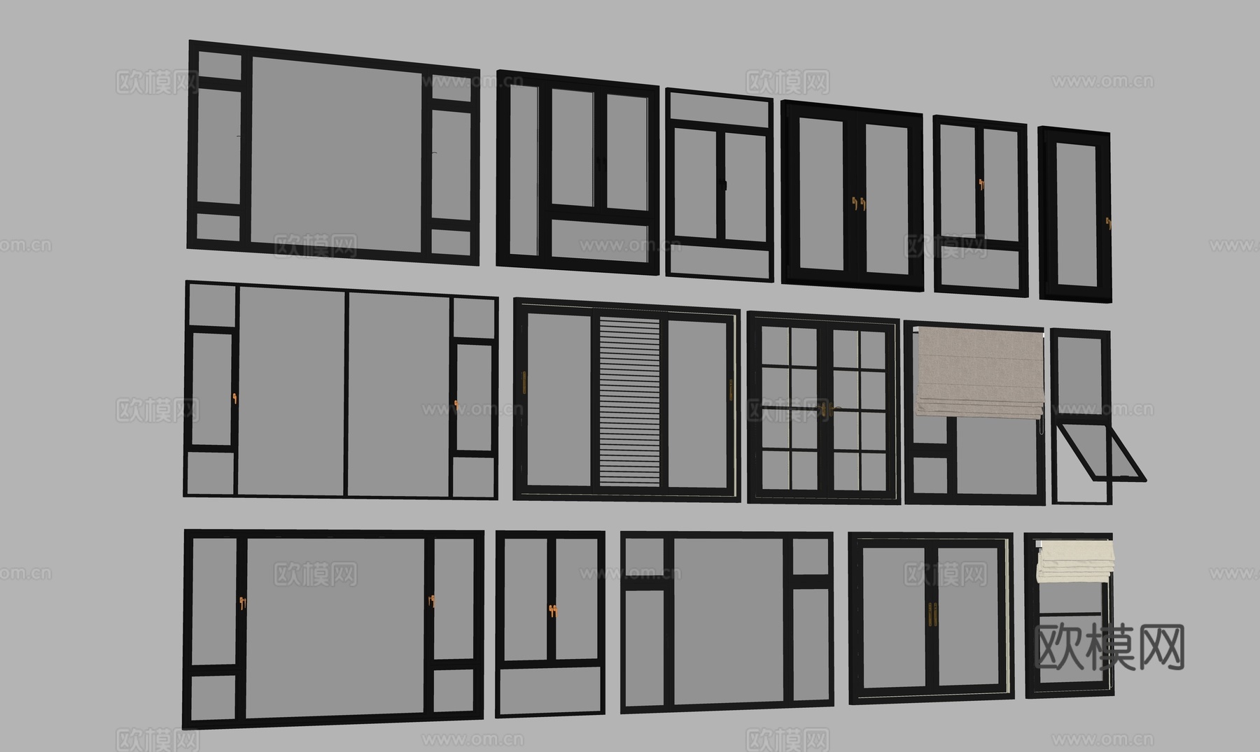 现代窗户su模型