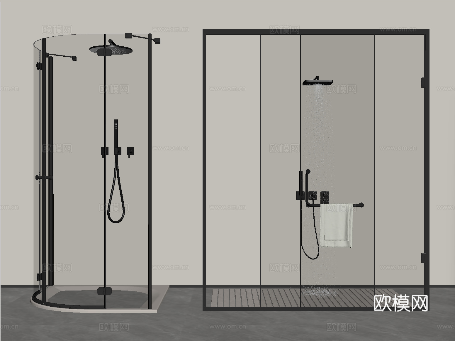 现代淋浴房 淋浴间 花洒 卫浴用品su模型