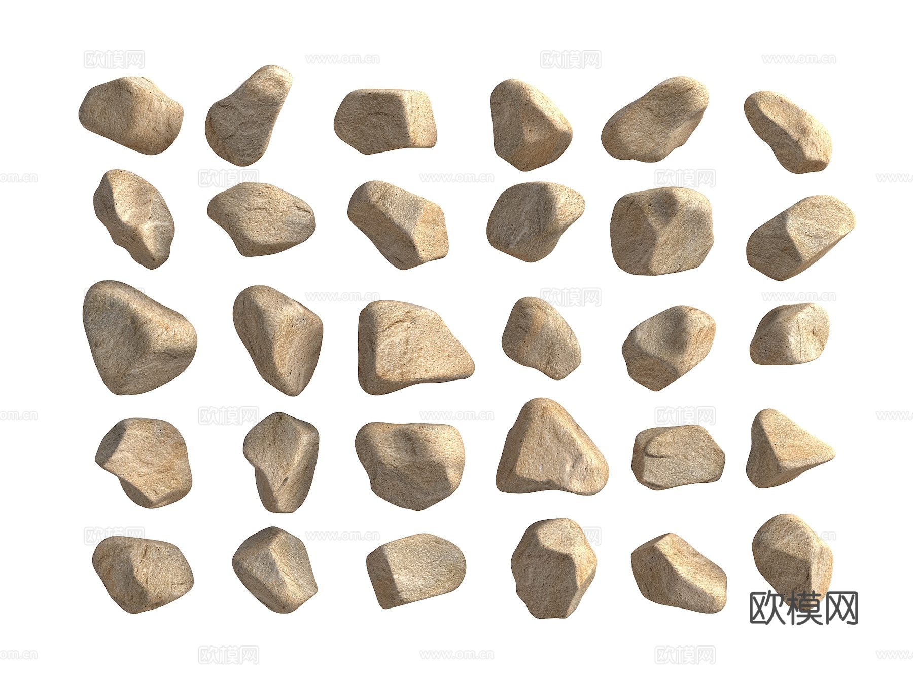 石头 溪流石 石头组合 现代岩石 中式石头 景观置石 景观石su模型