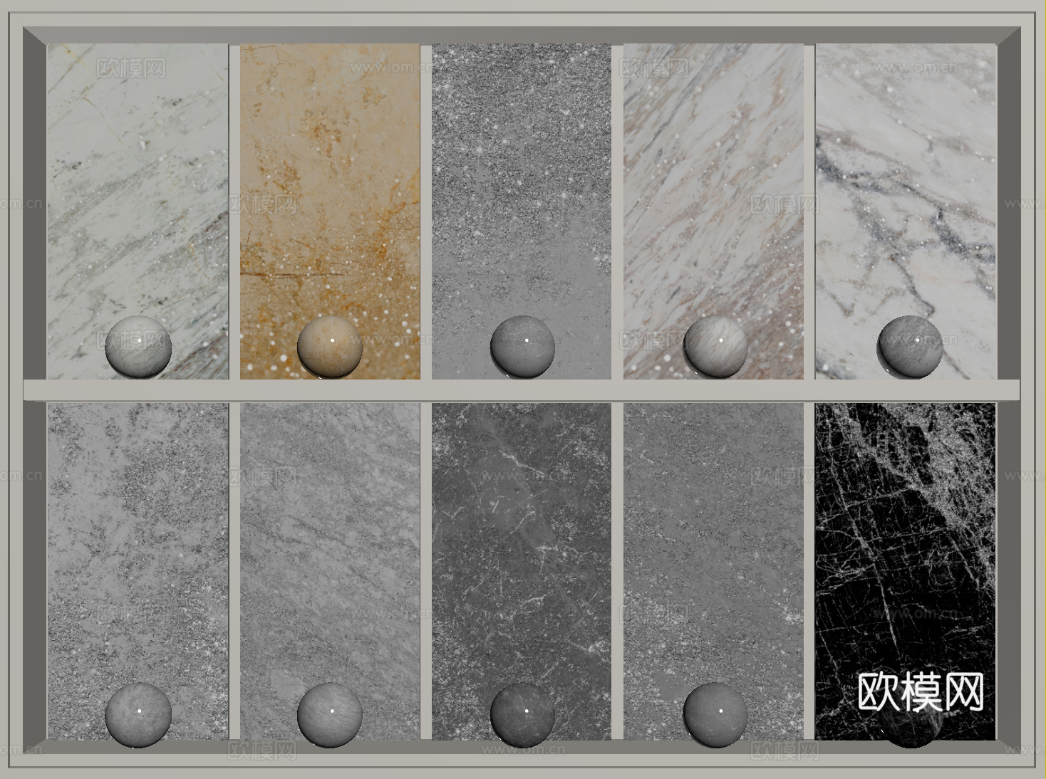 现代轻奢石材 烫银大理石 岩石 奢石 黑白纹路石材su模型