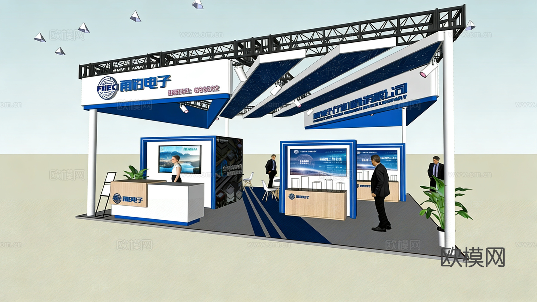 现代展台_科技展台_科技展厅_展厅_展位设计_美称su模型