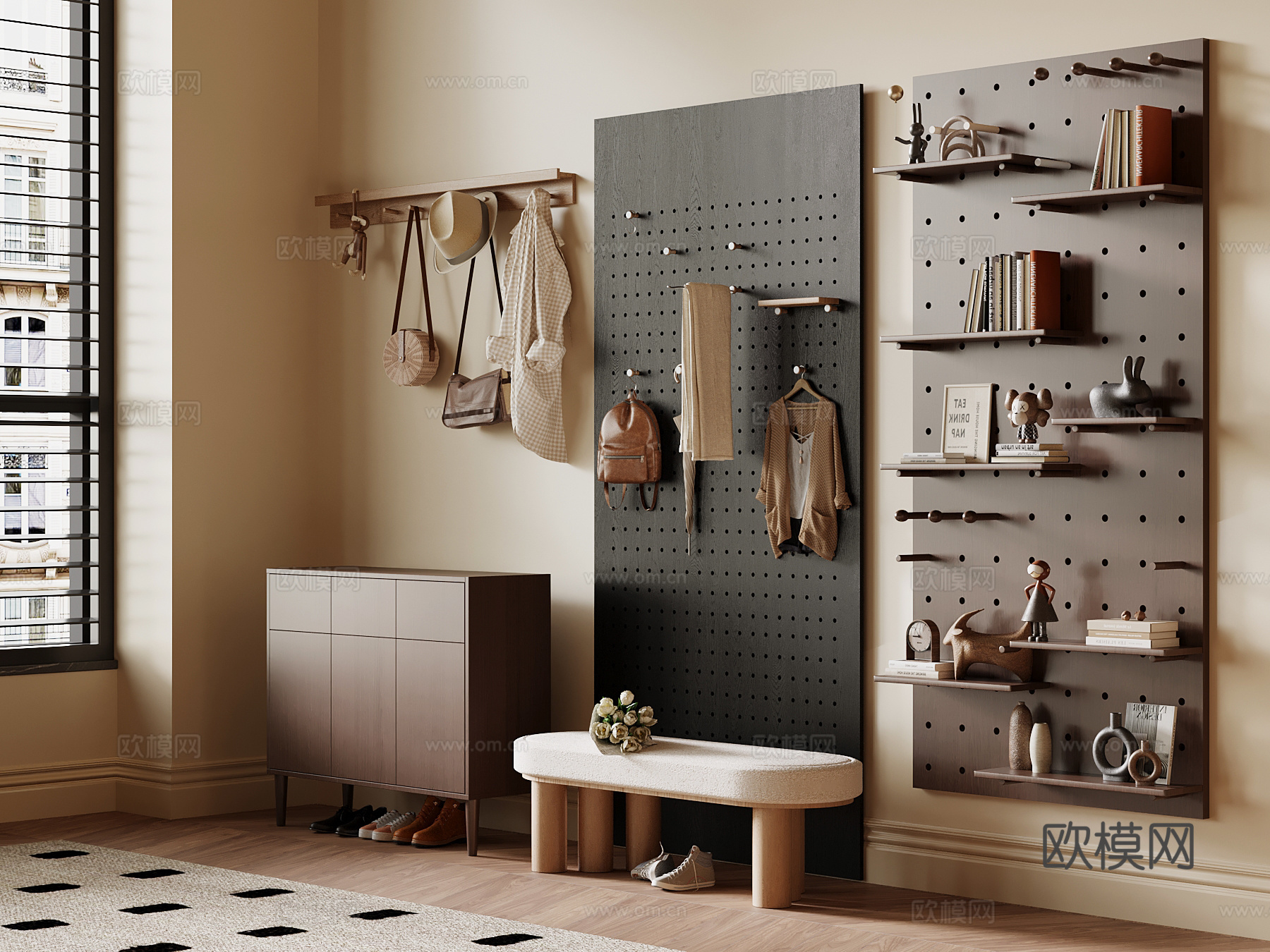 中古风鞋柜su模型