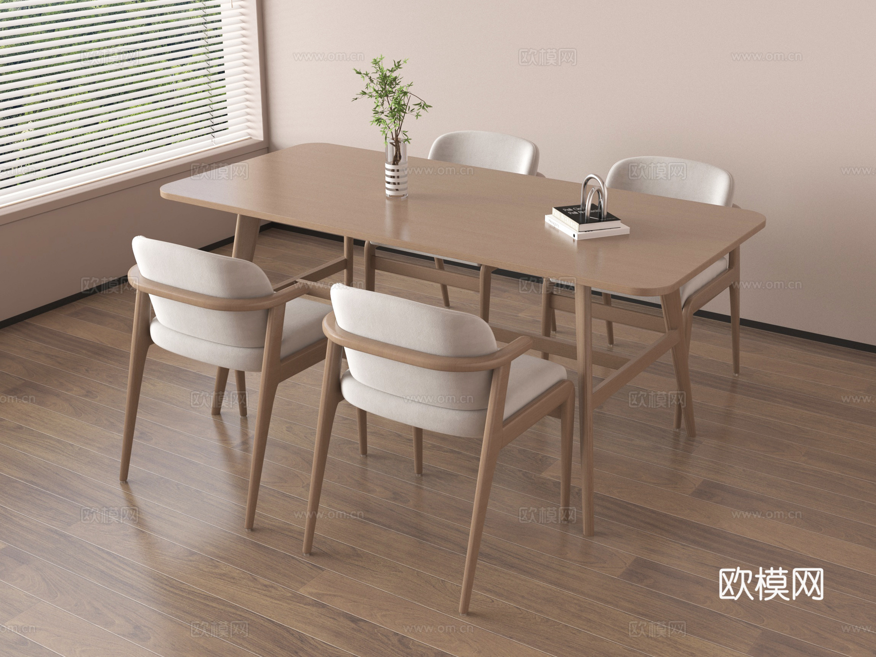 现代餐桌椅 休闲桌椅 实木su模型