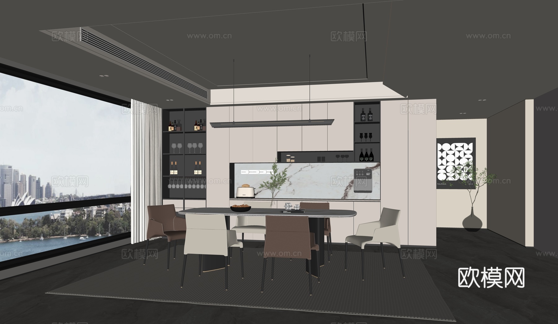 现代网红餐厅su模型