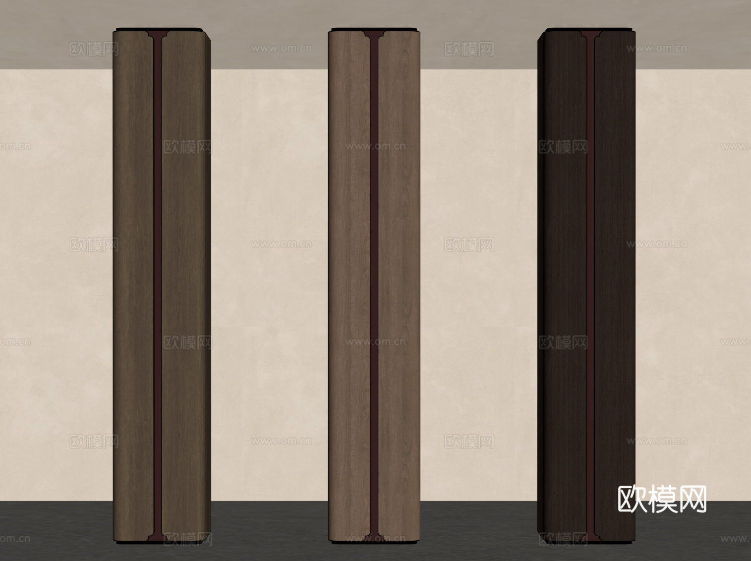新中式柱子 装饰柱su模型