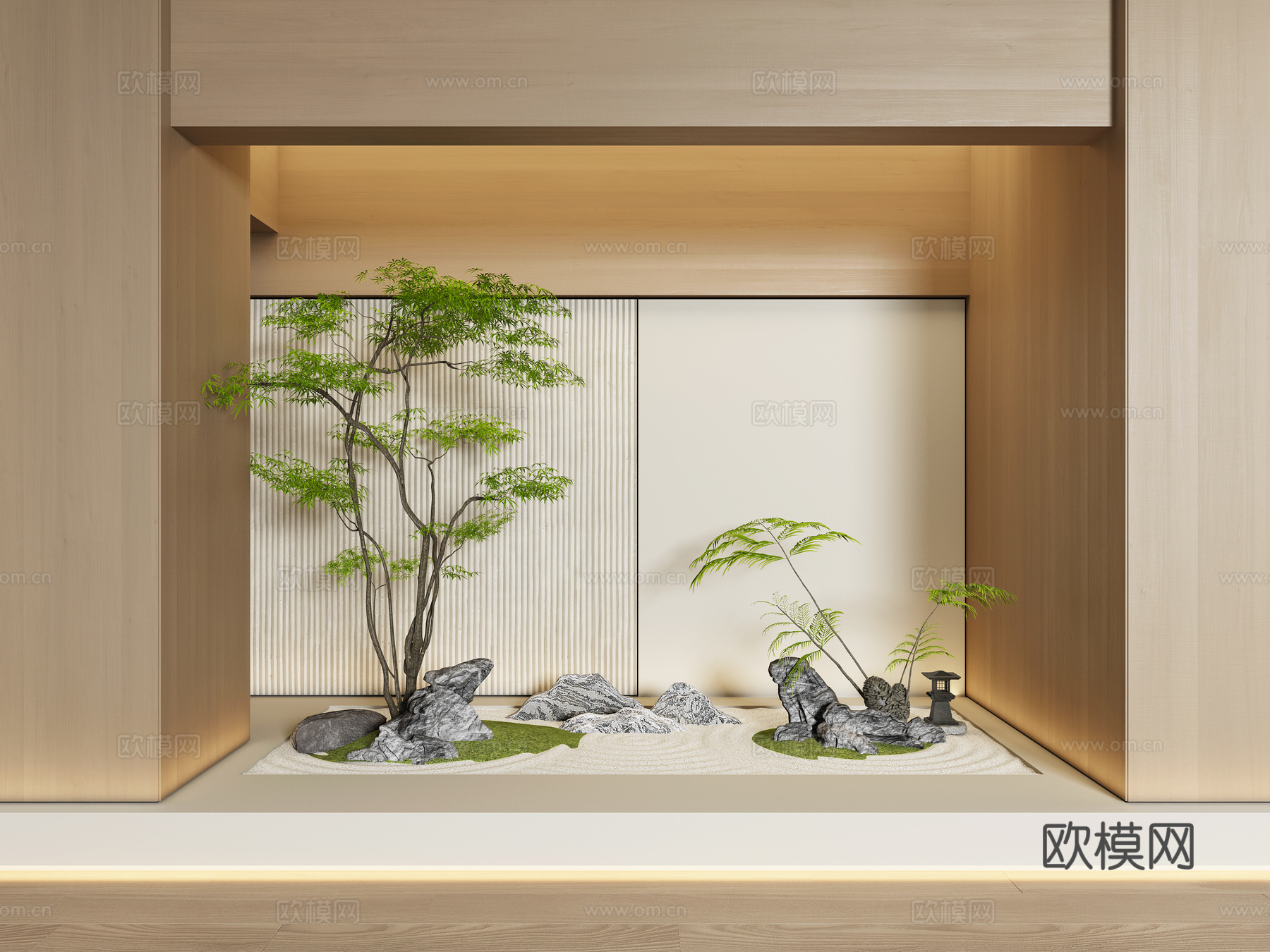 现代室内景观 植物景观 绿植景观 景观造景 天井景观 楼梯景su模型