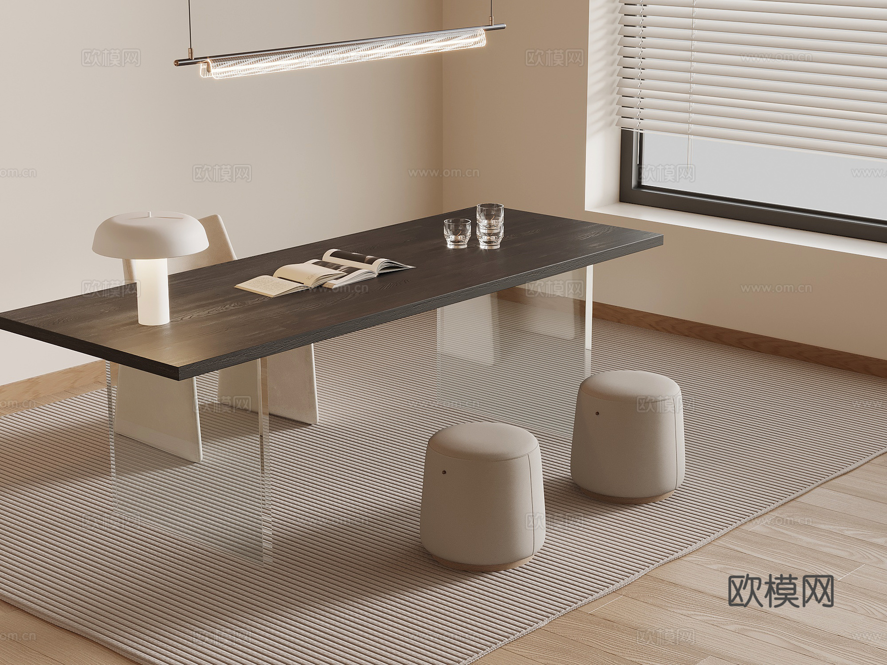 现代简约书桌椅 办公桌椅su模型