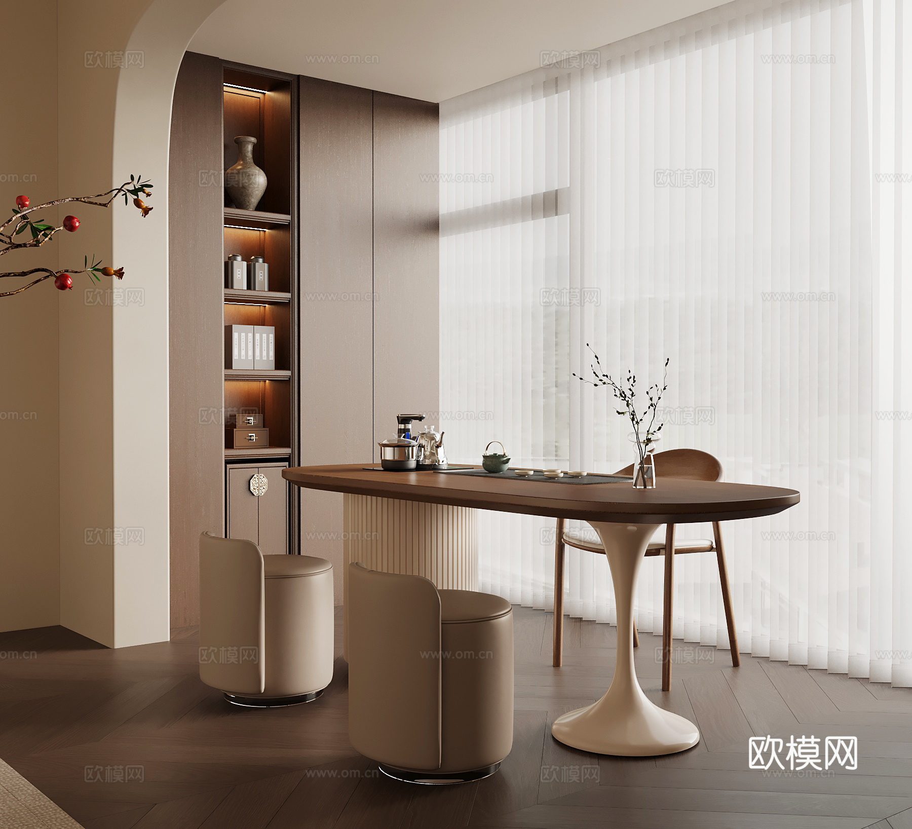 新中式小茶台su模型