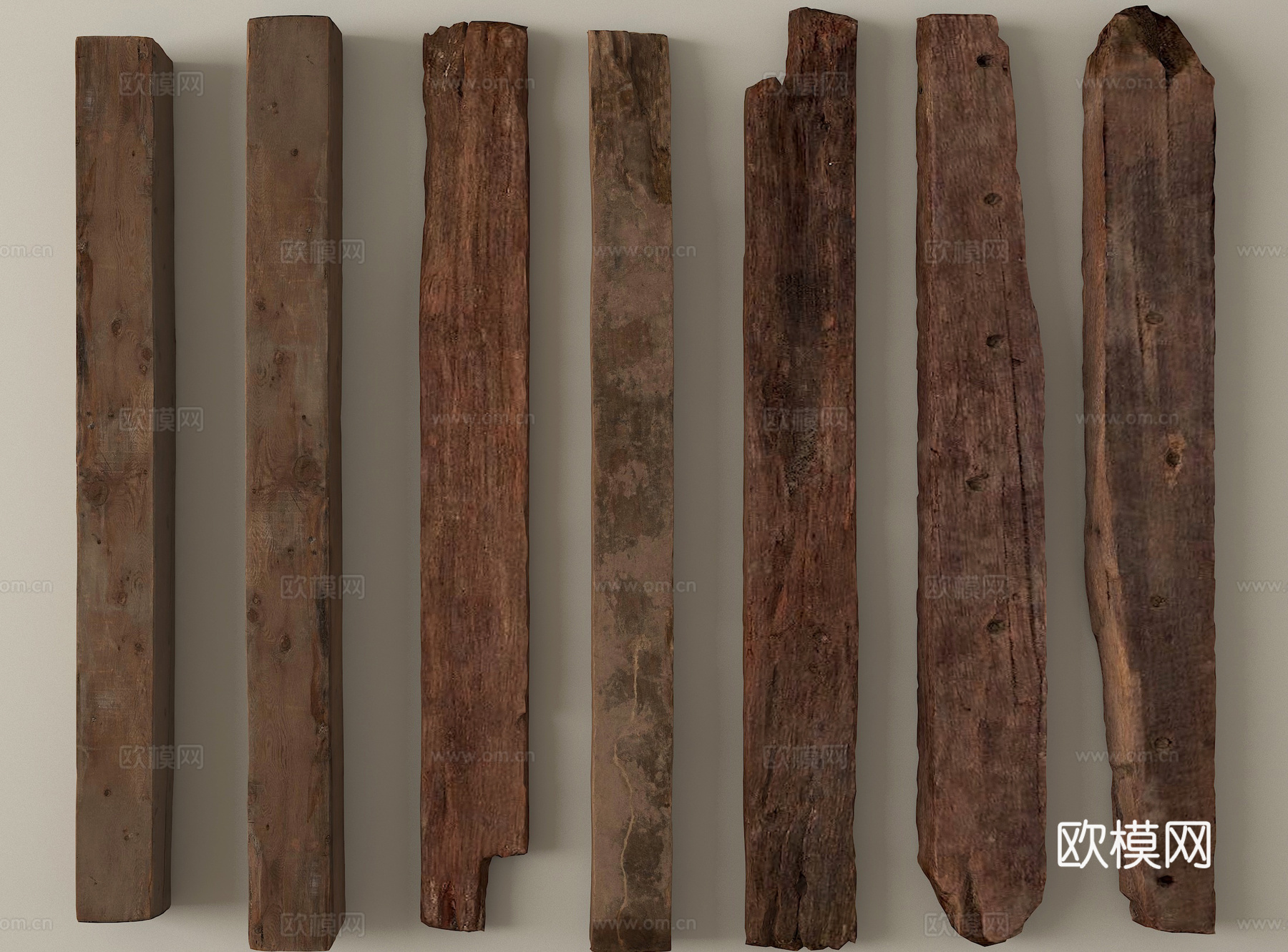 中式木头木板木条 旧木板老木头木块su模型