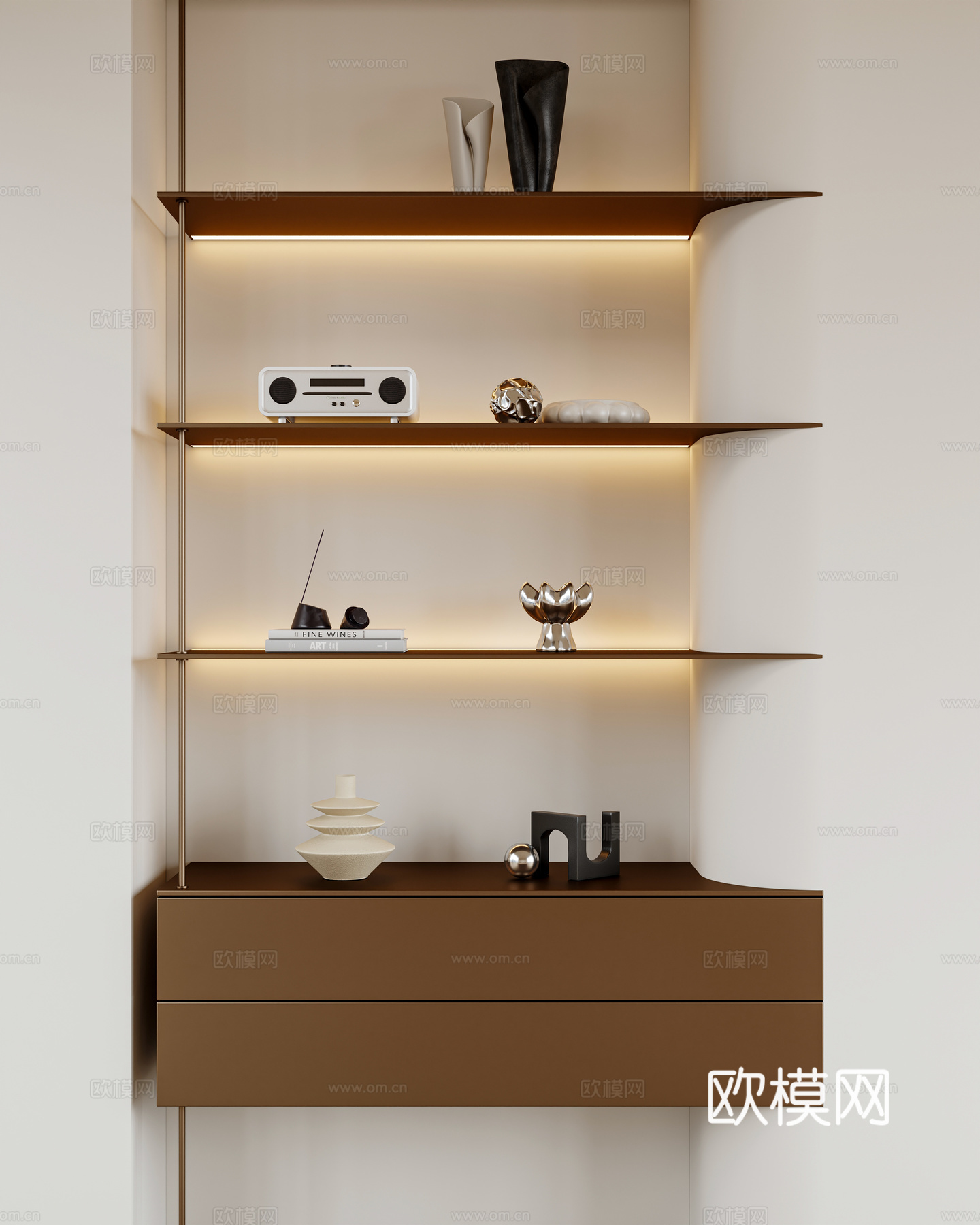 现代柜架 装饰架 书架 书柜 装饰柜 饰品摆件su模型