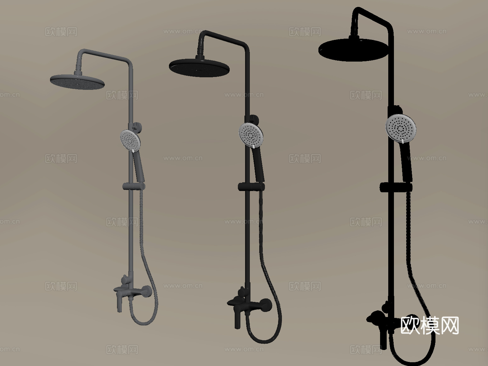 现代花洒 淋浴花洒su模型