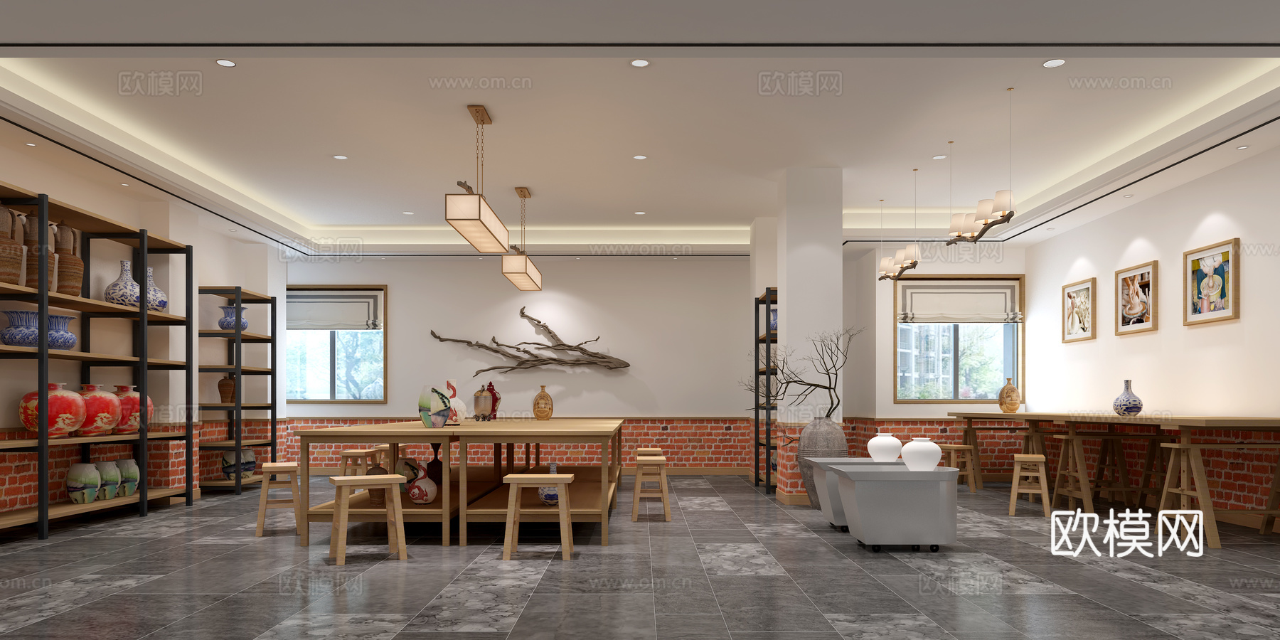 新中式陶艺教室3d模型下载