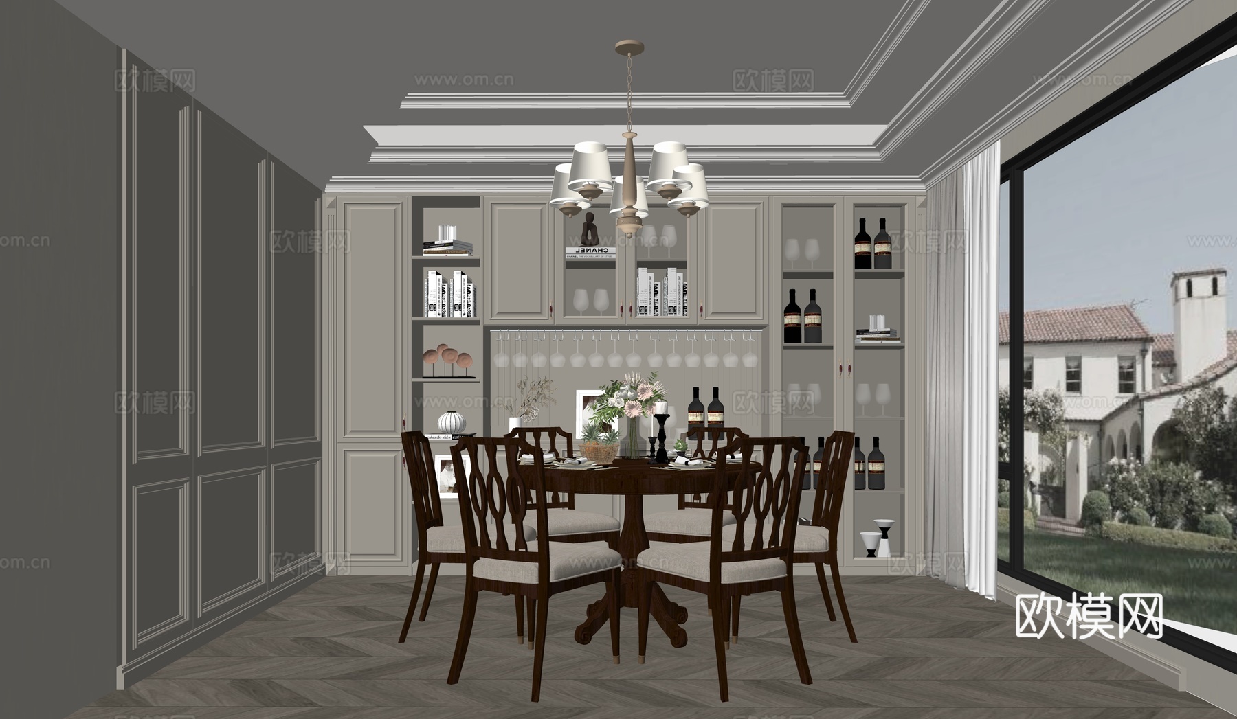 现代简欧餐厅su模型
