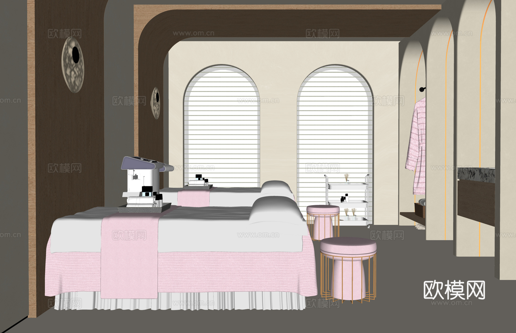 现代spa包房su模型