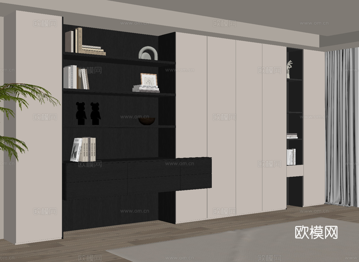 现代简约书柜su模型
