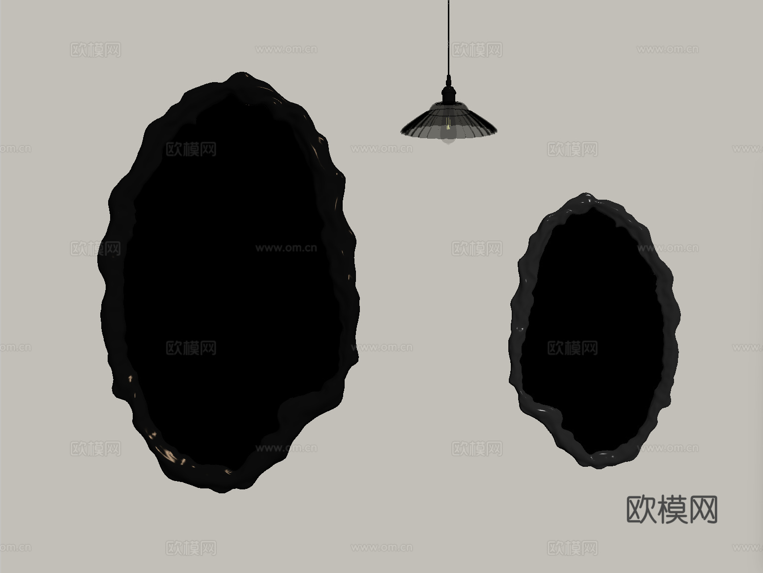 法式中古风化妆镜 梳妆镜 装饰镜 异形镜su模型