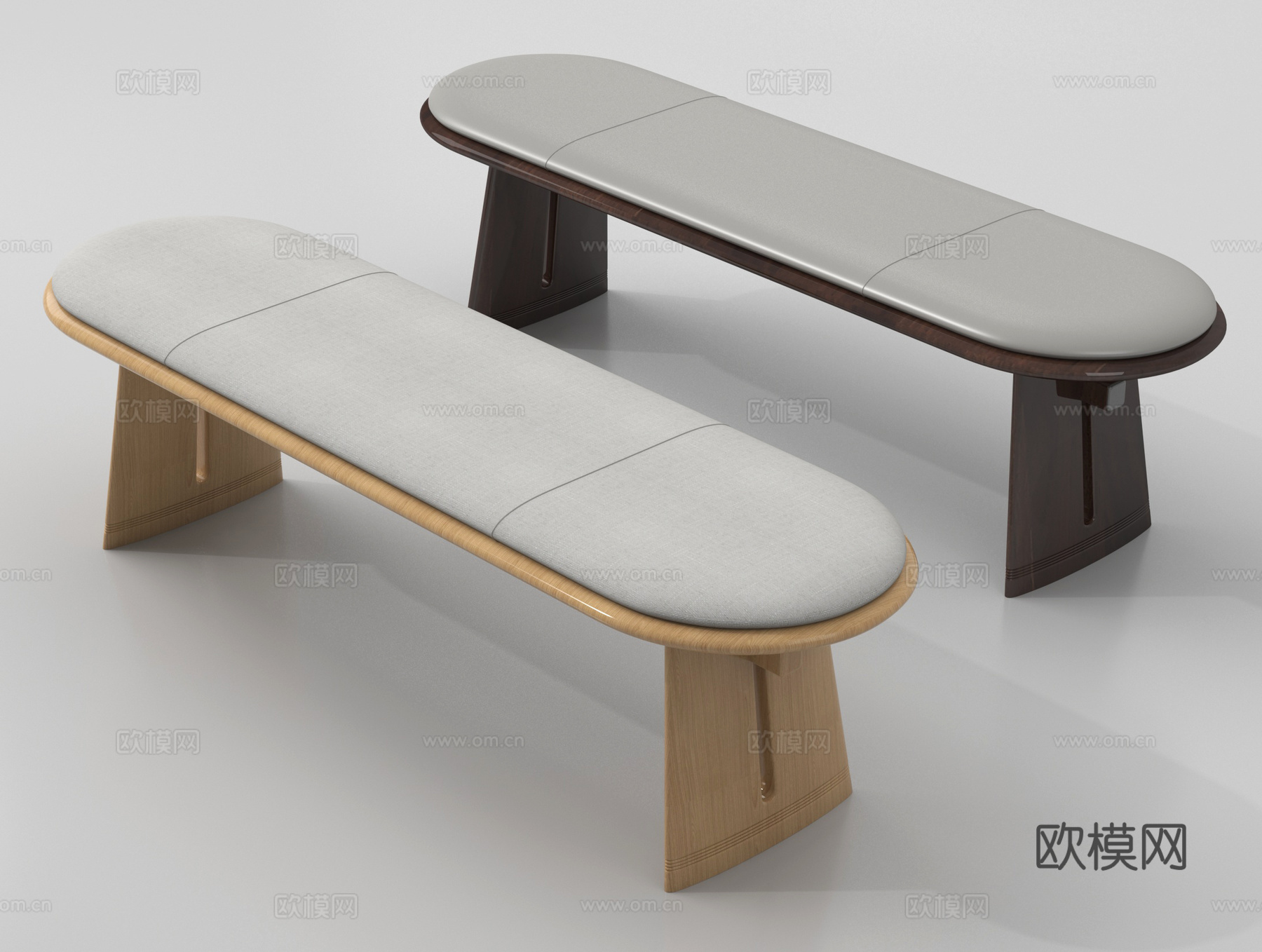 现代布艺长凳 布艺床尾凳 沙发长凳su模型