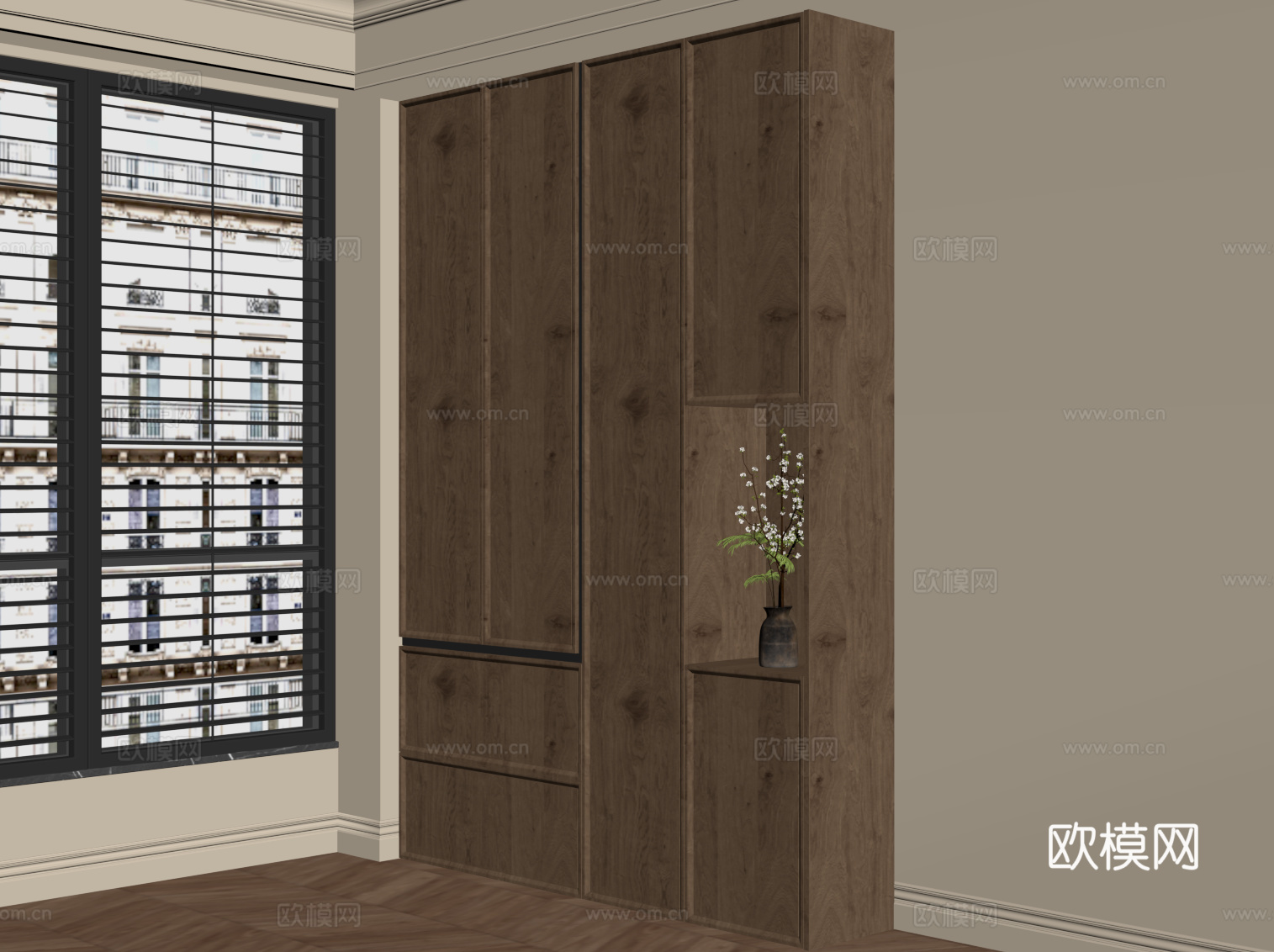 中古风玄关柜 装饰柜su模型