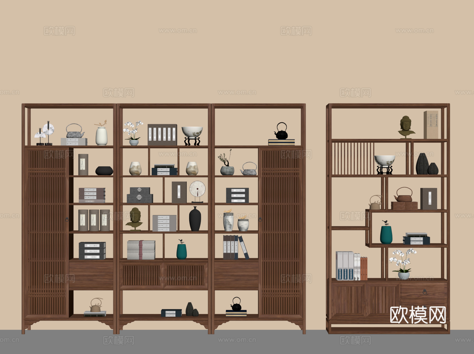 中古风博古架su模型