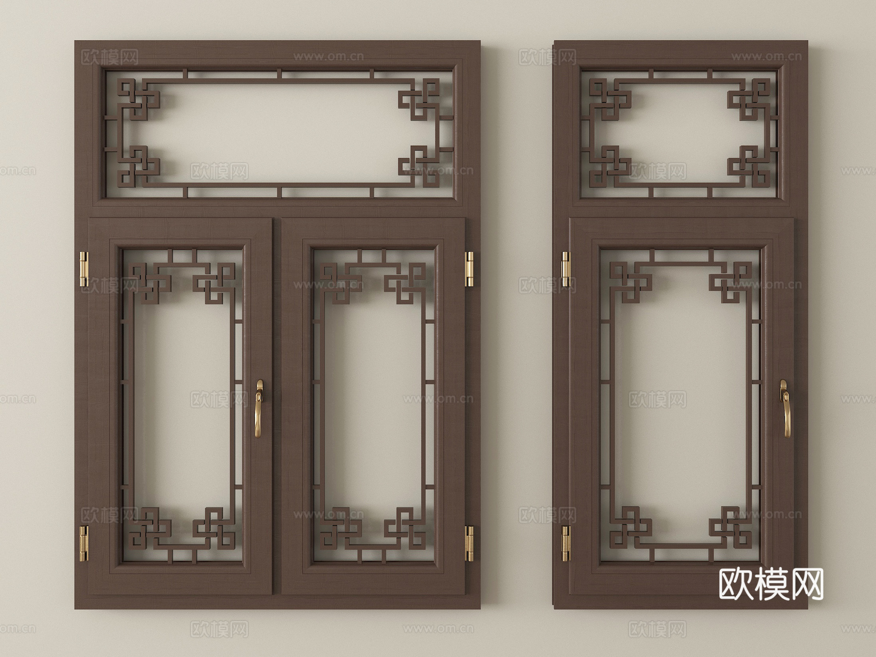 中式花格门窗 花窗 平开窗 雕花窗su模型