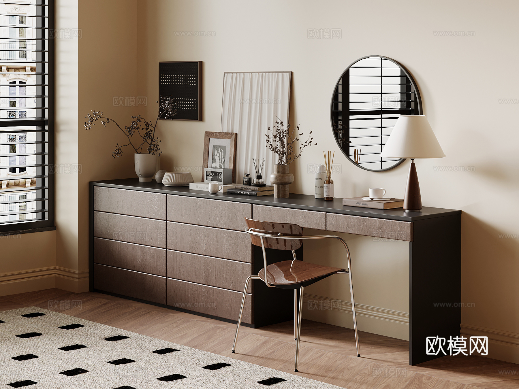 法式中古风梳妆台3d模型下载