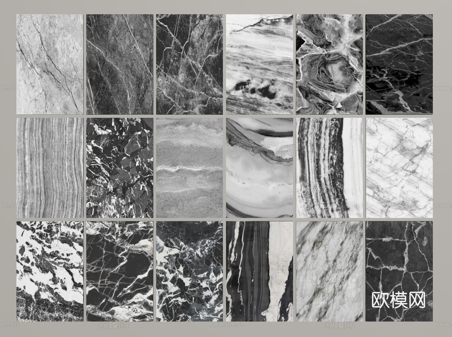 现代黑白石材 黑白条纹大理石 岩石 奢石 黑白纹路石材su模型