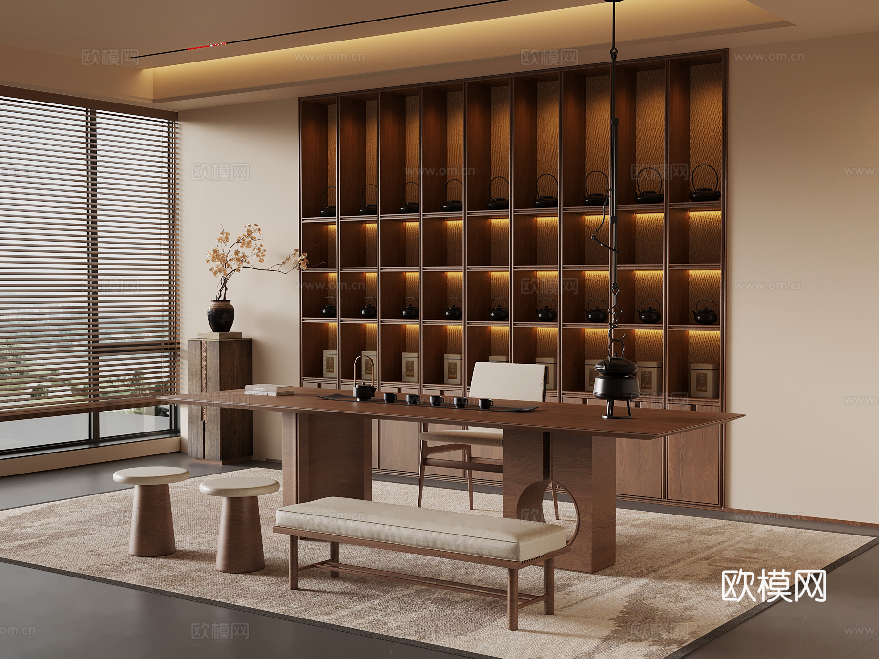 新中式茶室su模型