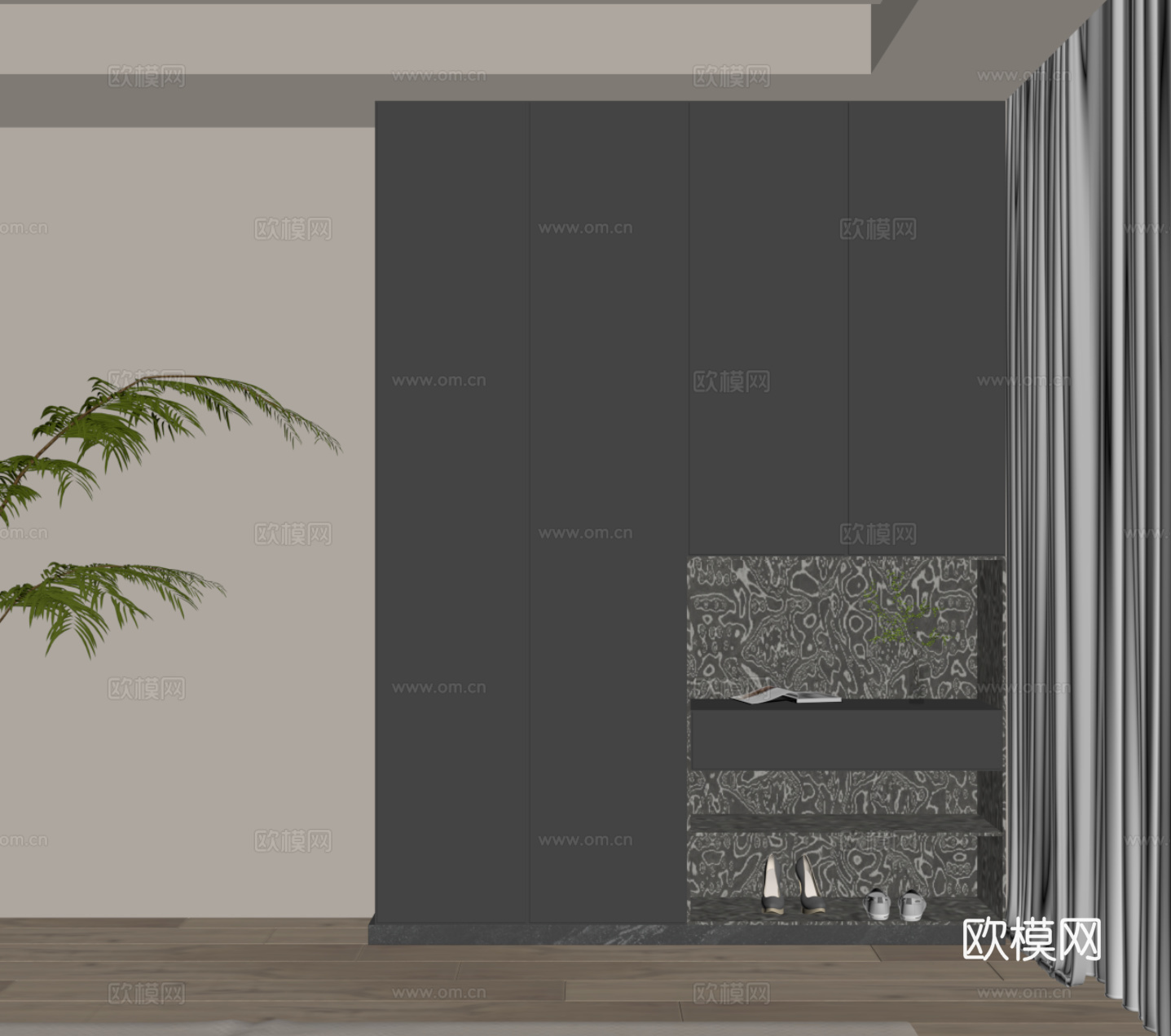 现代简约鞋柜 入户鞋柜su模型