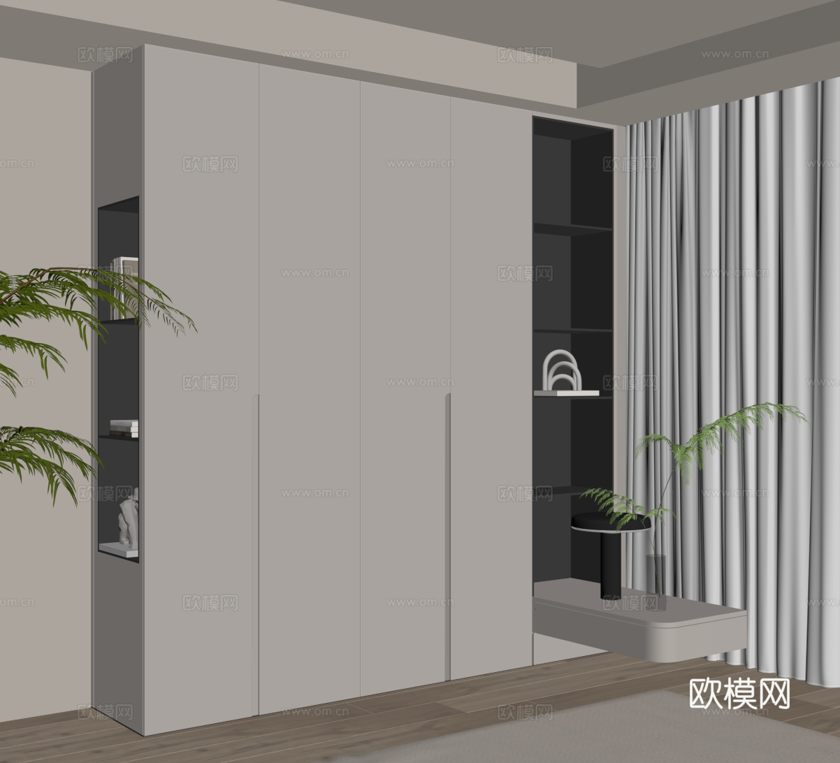 现代简约衣柜su模型