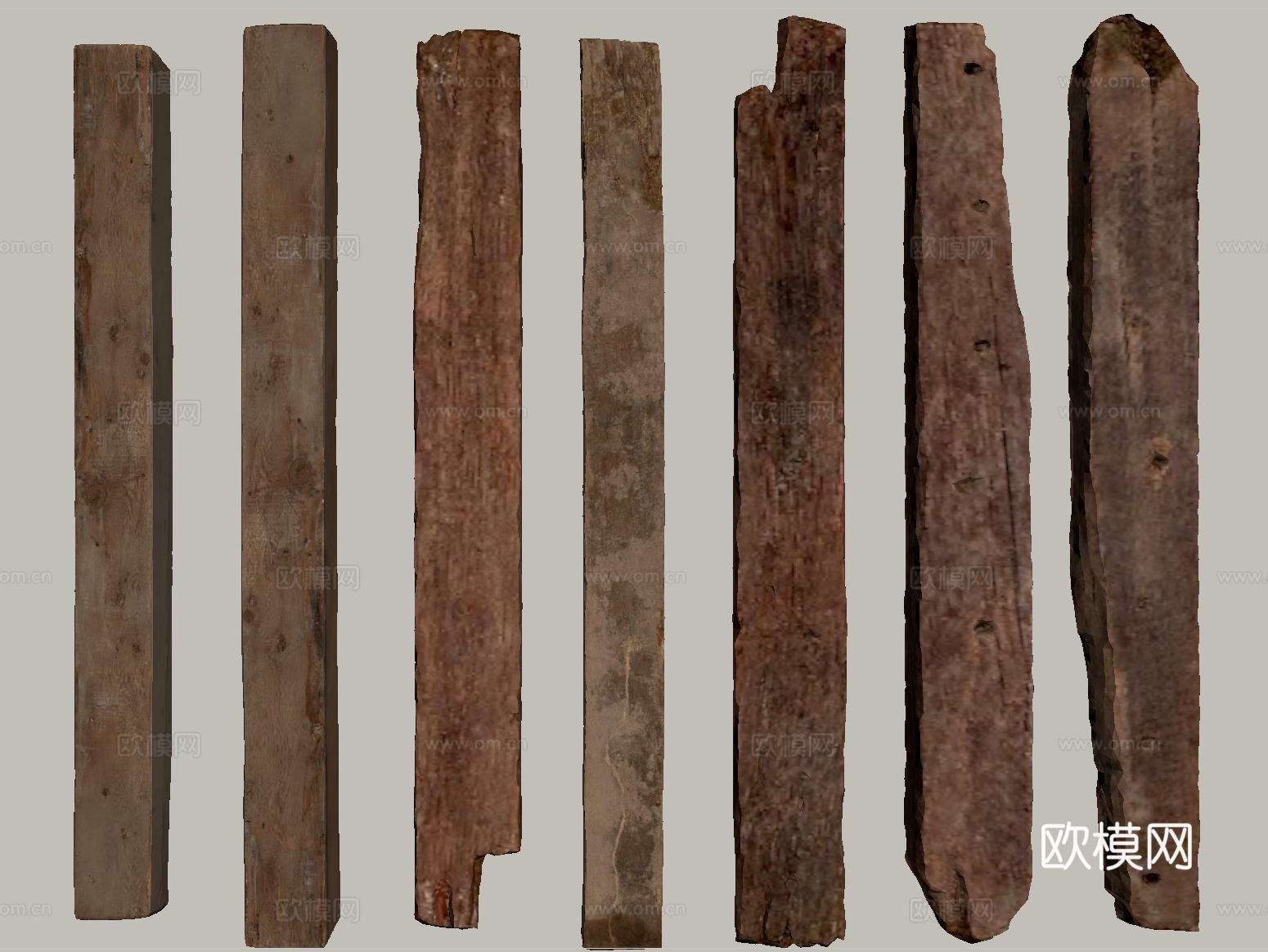 中式木头木板木条 旧木板老木头木块su模型
