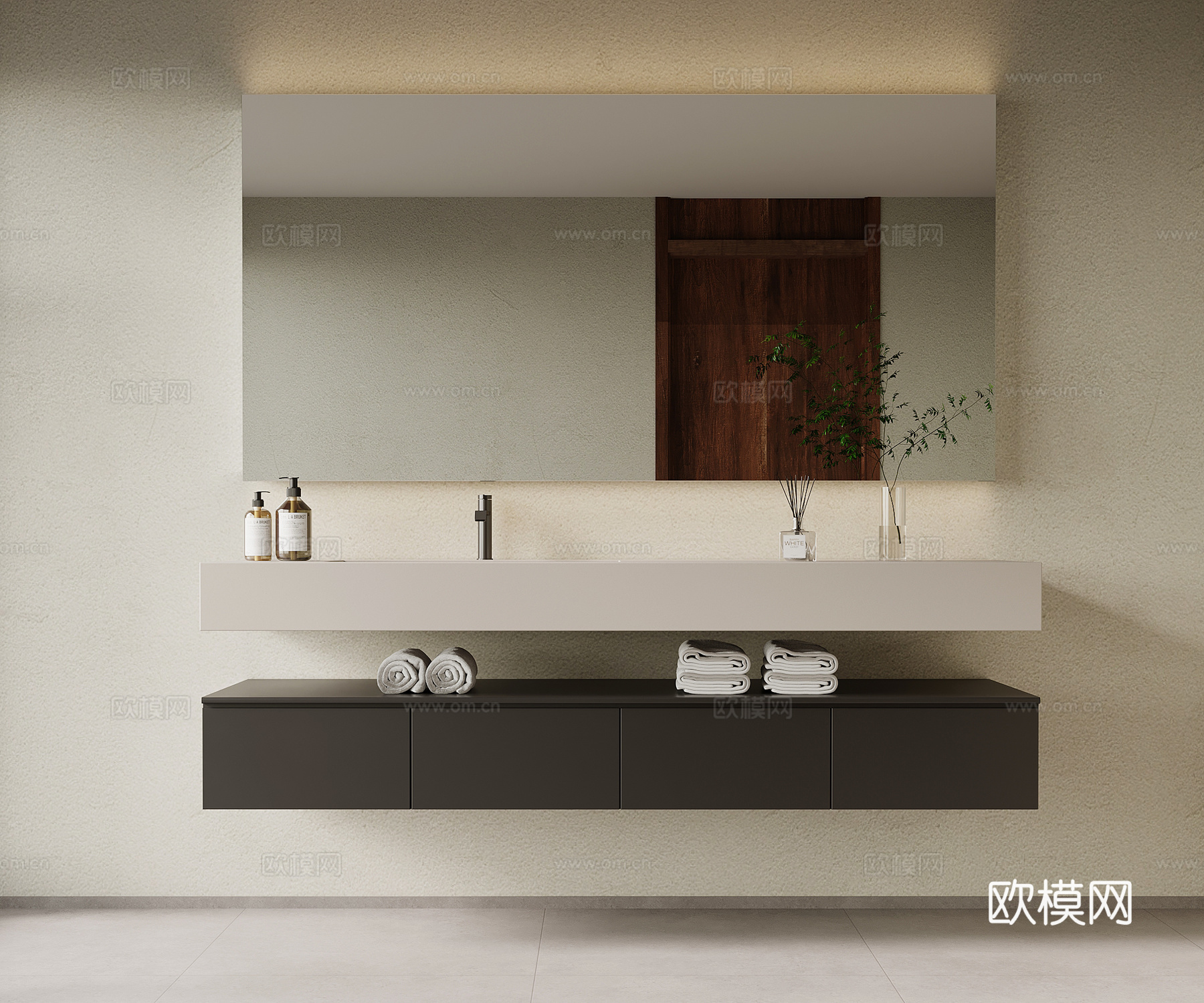 现代简约浴室柜 洗手台su模型