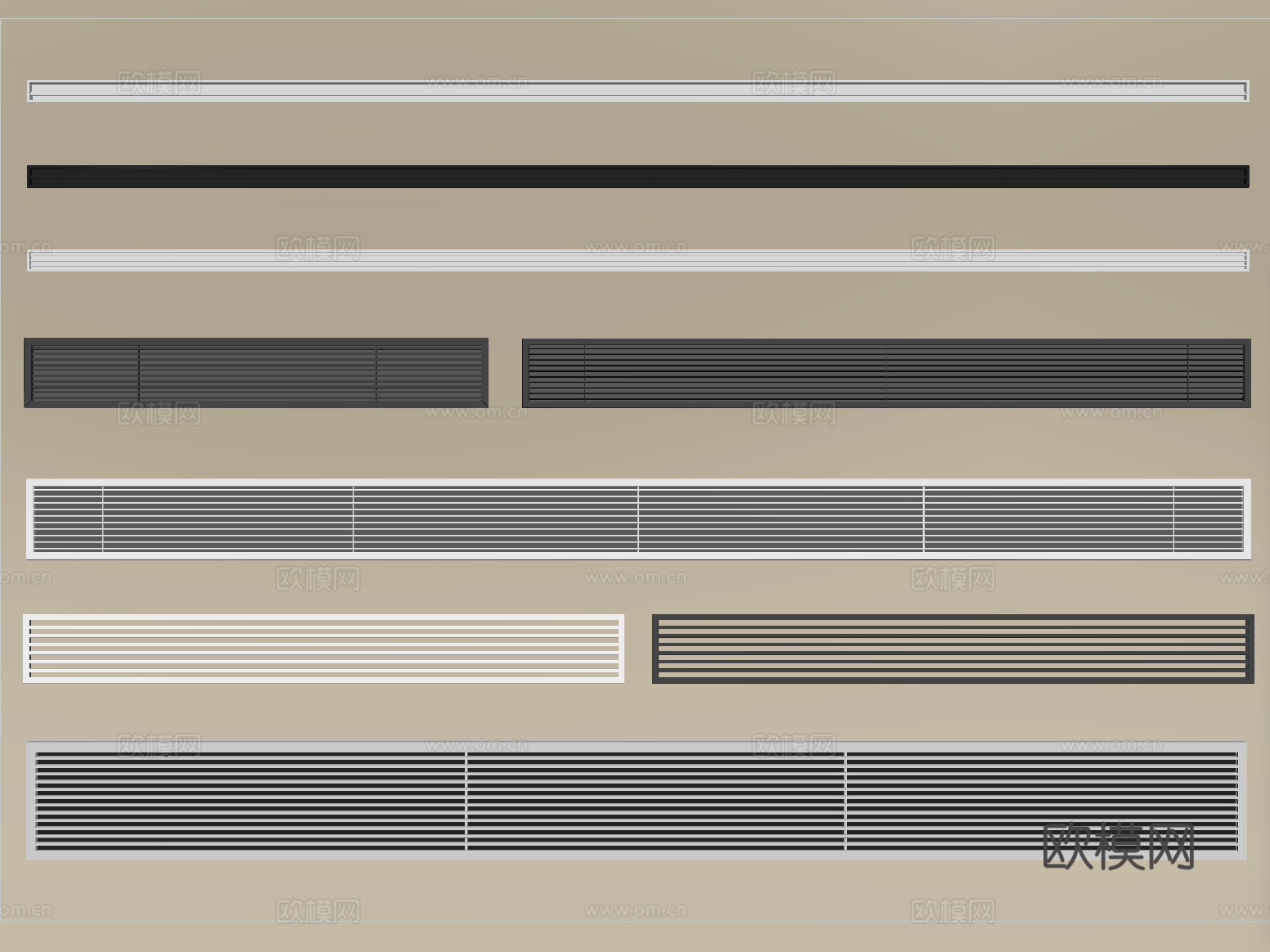 现代空调出风口 中央空调出风口 极窄出风口su模型