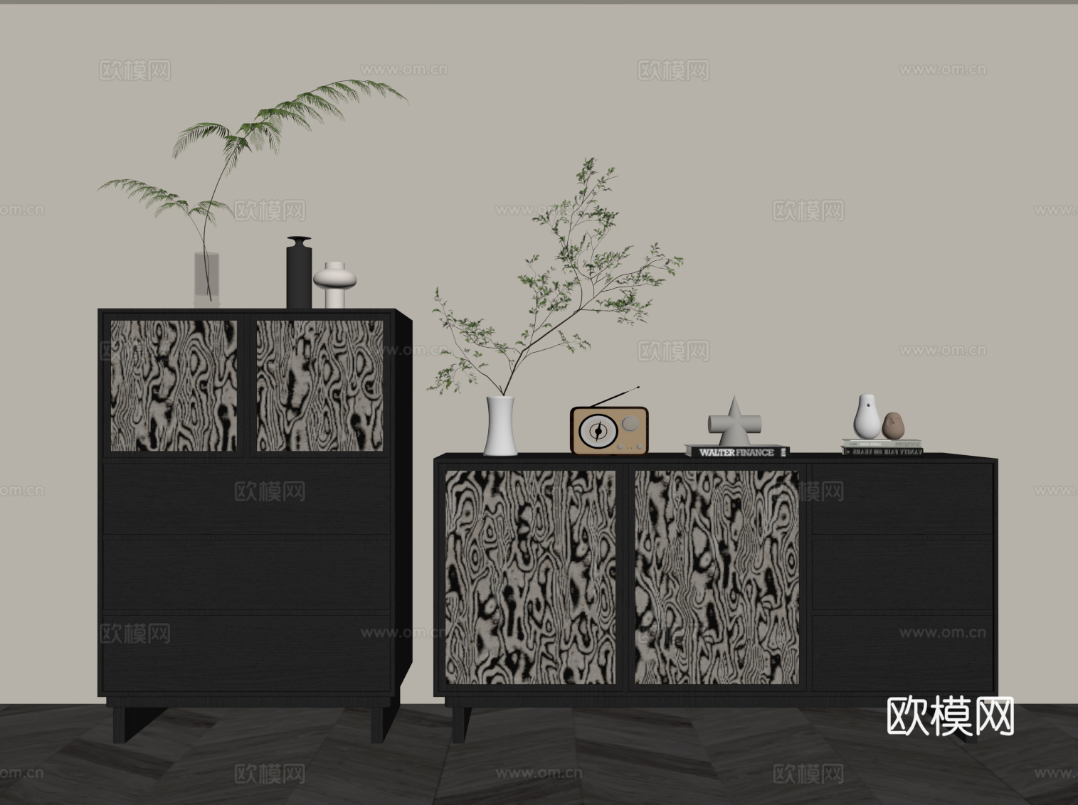 意式边柜su模型