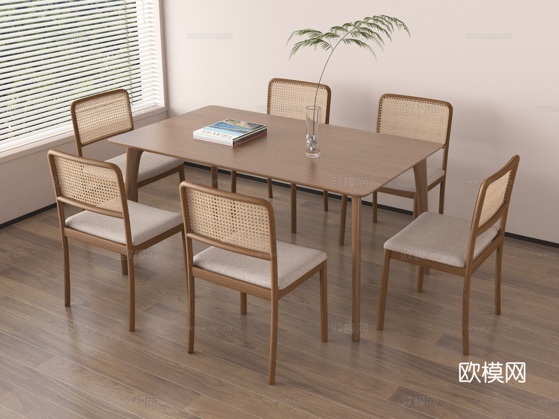 餐桌椅 现代侘寂风餐桌 餐椅su模型