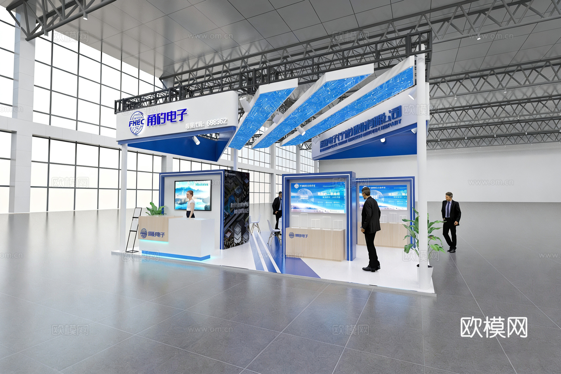 现代展台_科技展台_科技展厅_展厅_展位设计_美称su模型