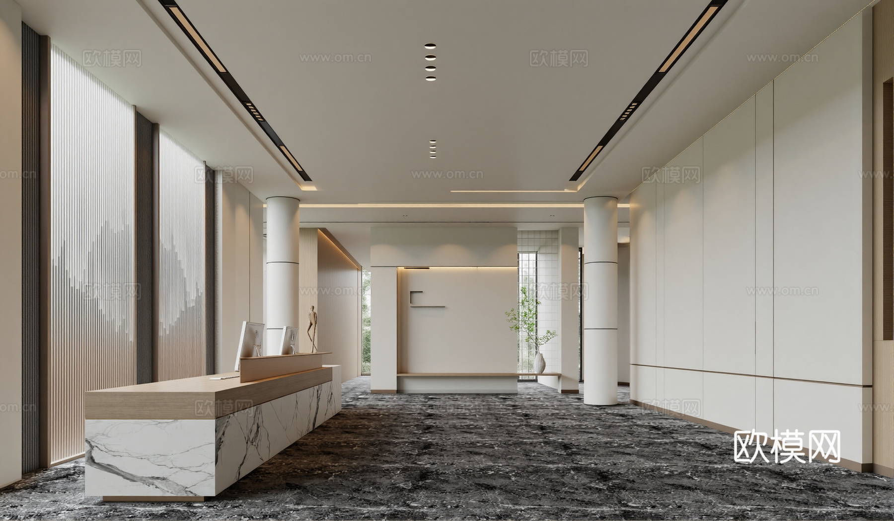 现代写字楼办公大堂酒店大堂su模型