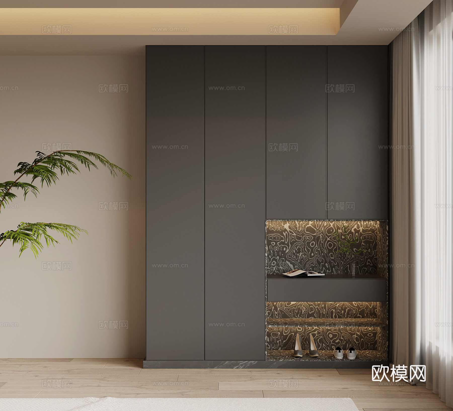 现代简约鞋柜 入户鞋柜su模型