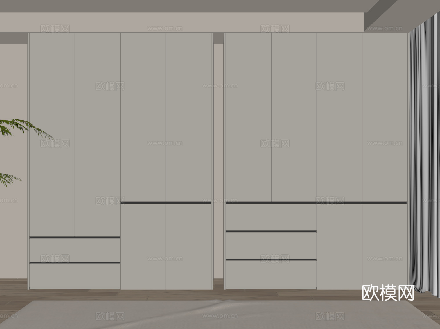 现代简约衣柜su模型