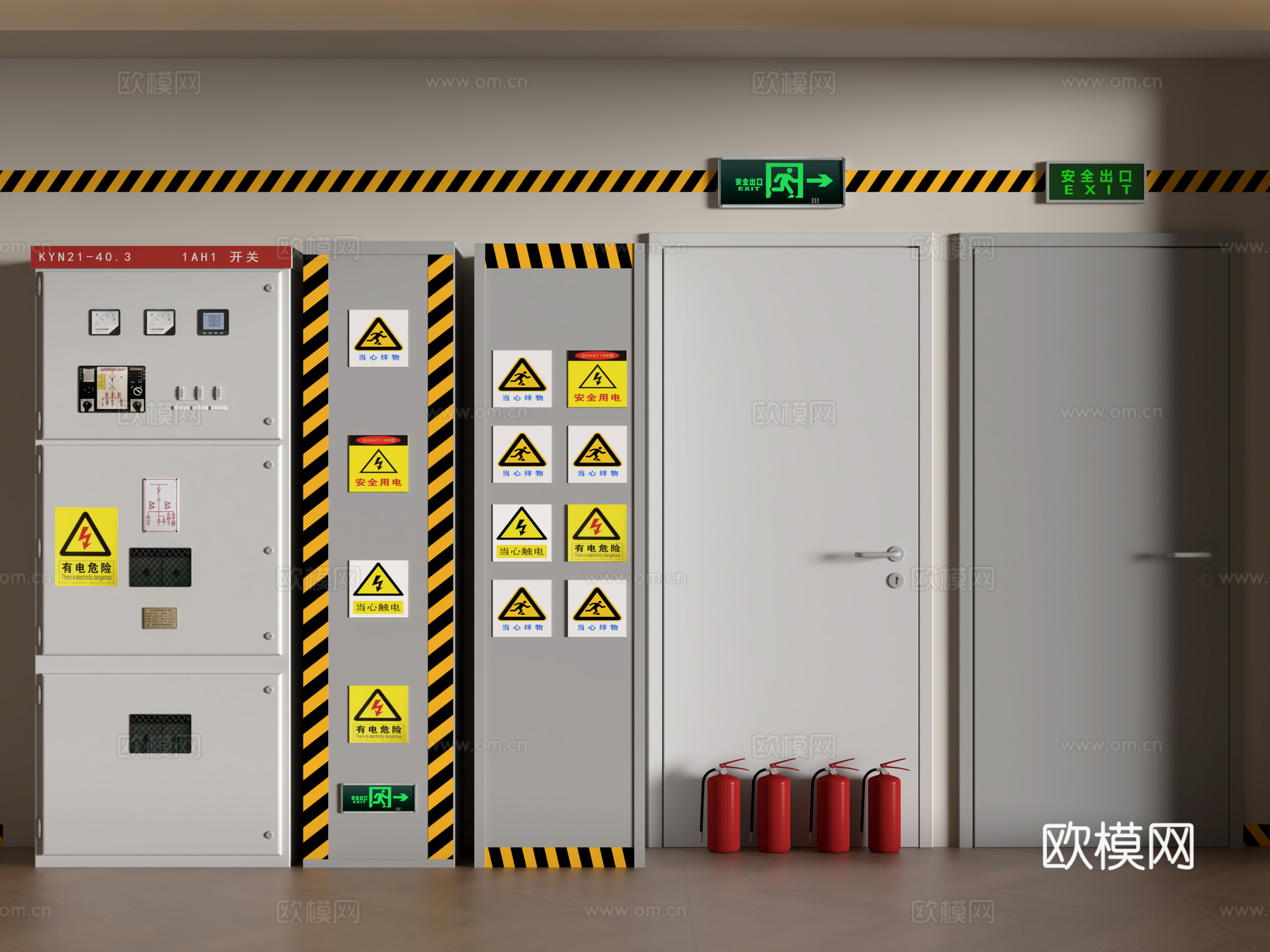 现代消防器材su模型