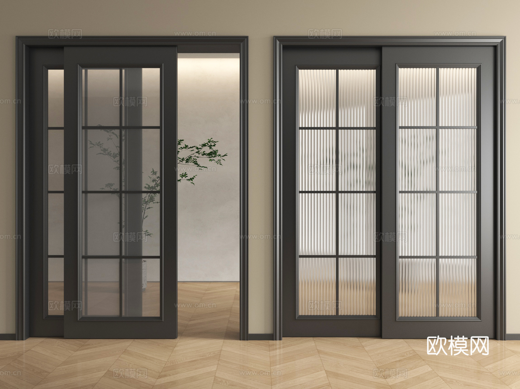 法式玻璃门 玻璃推拉门 阳台门 厨卫门su模型