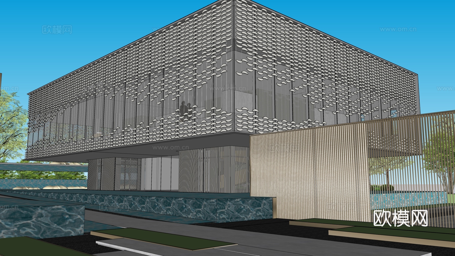 现代简约售楼部 会所su模型