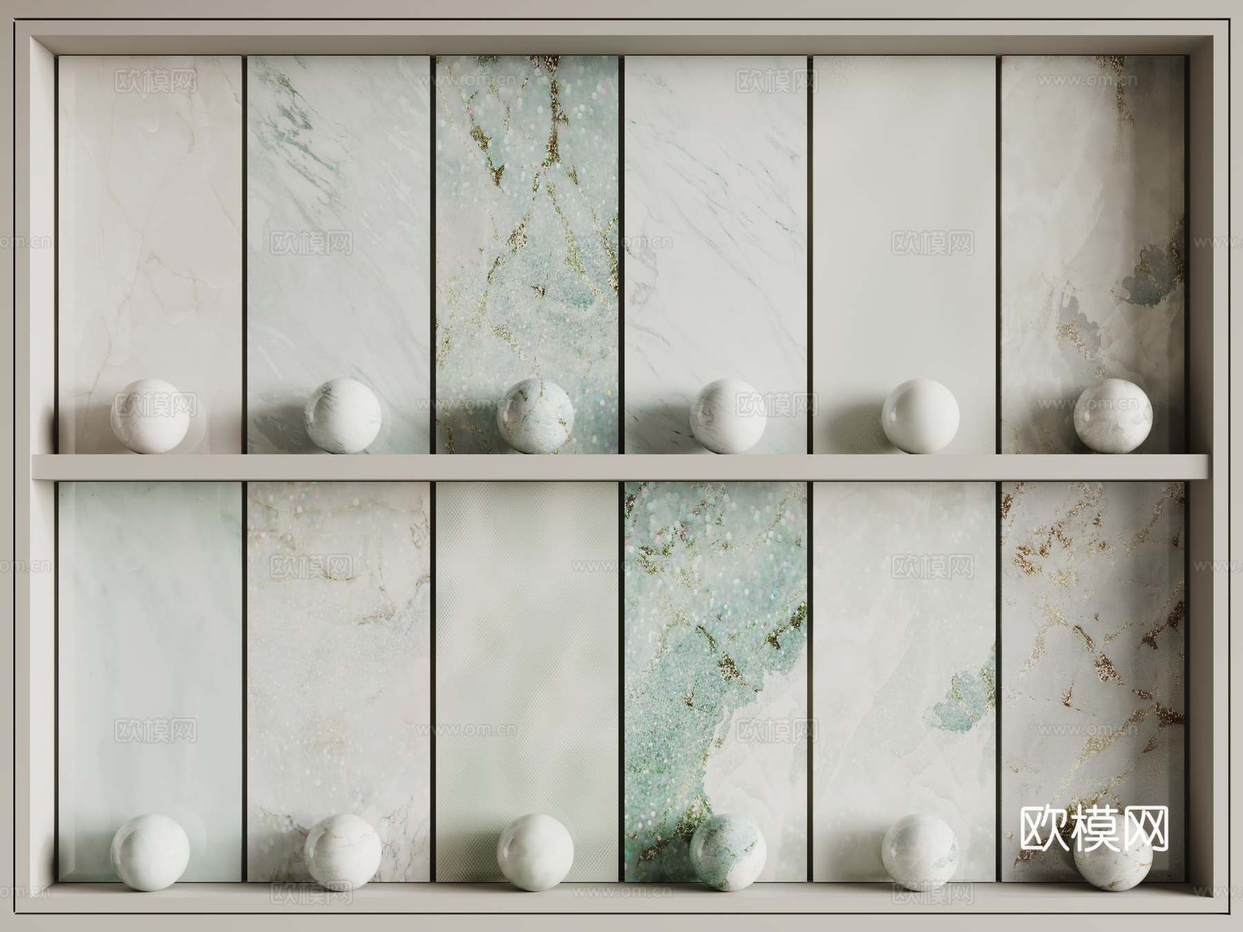 北欧淡雅石材 白色大理石 岩石 奢石 青色大理石su模型