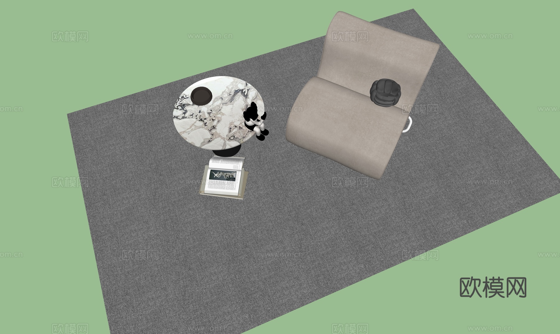 休闲单人沙发组合su模型