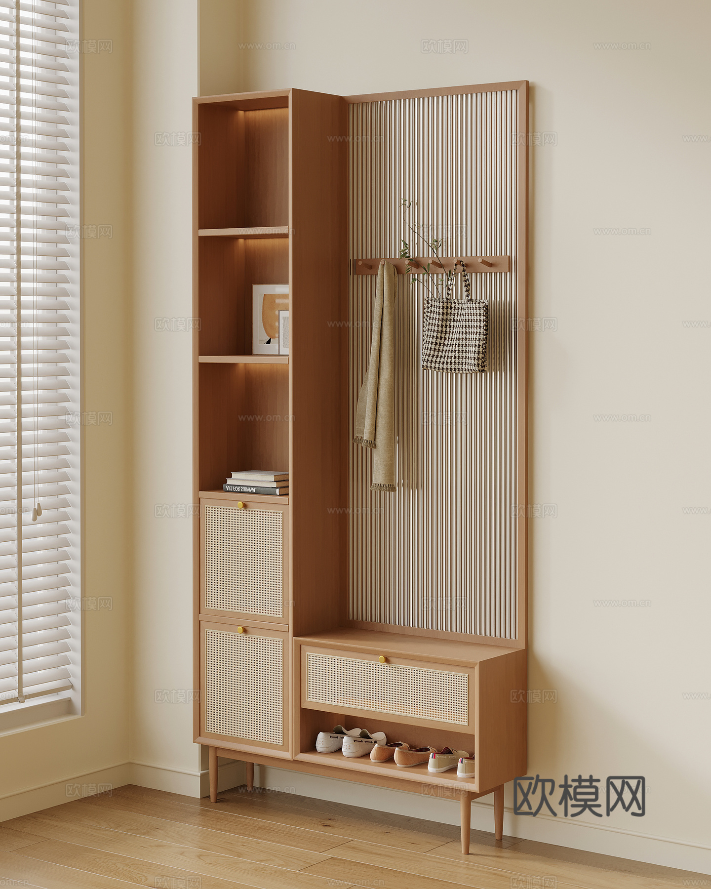 中古风玄关柜 鞋柜 边柜su模型