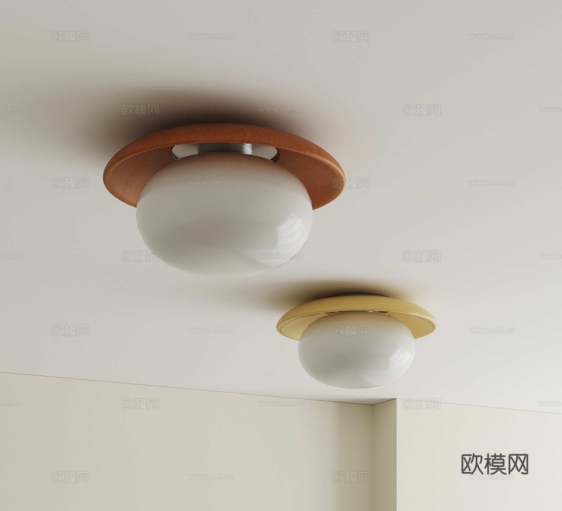 现代中古吸顶灯3d模型下载