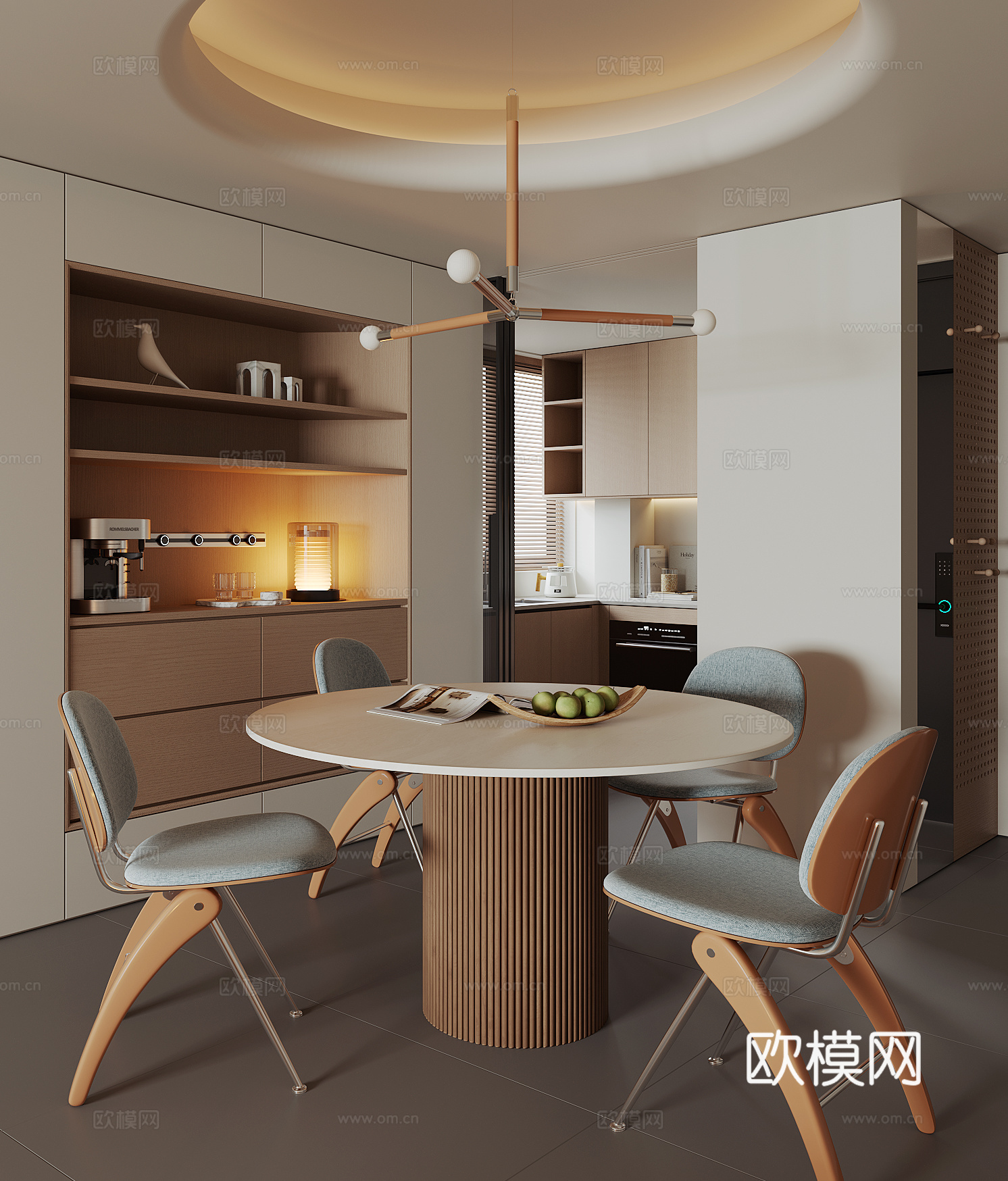 现代家居餐厅su模型