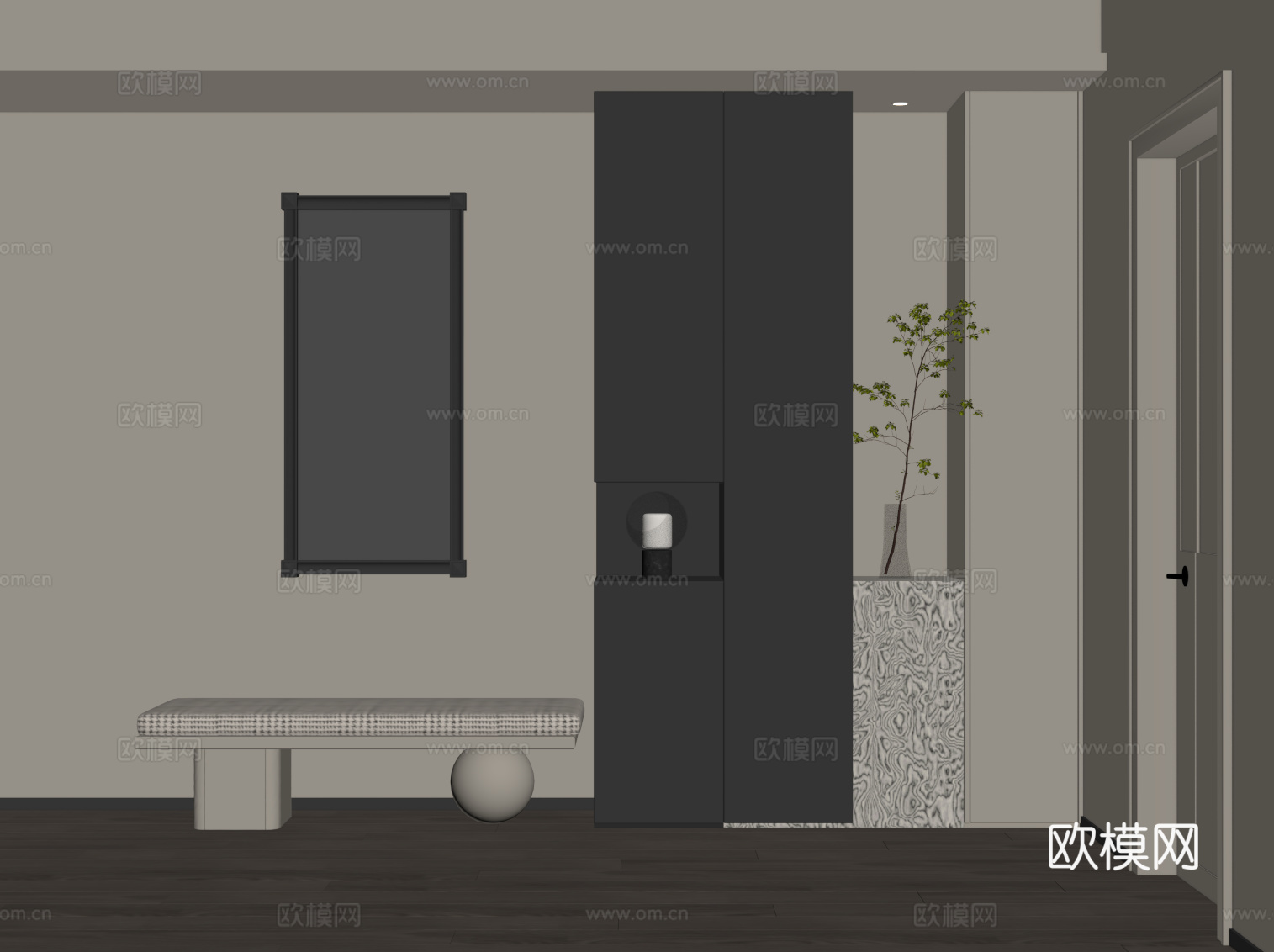 现代玄关柜 入户装饰柜su模型