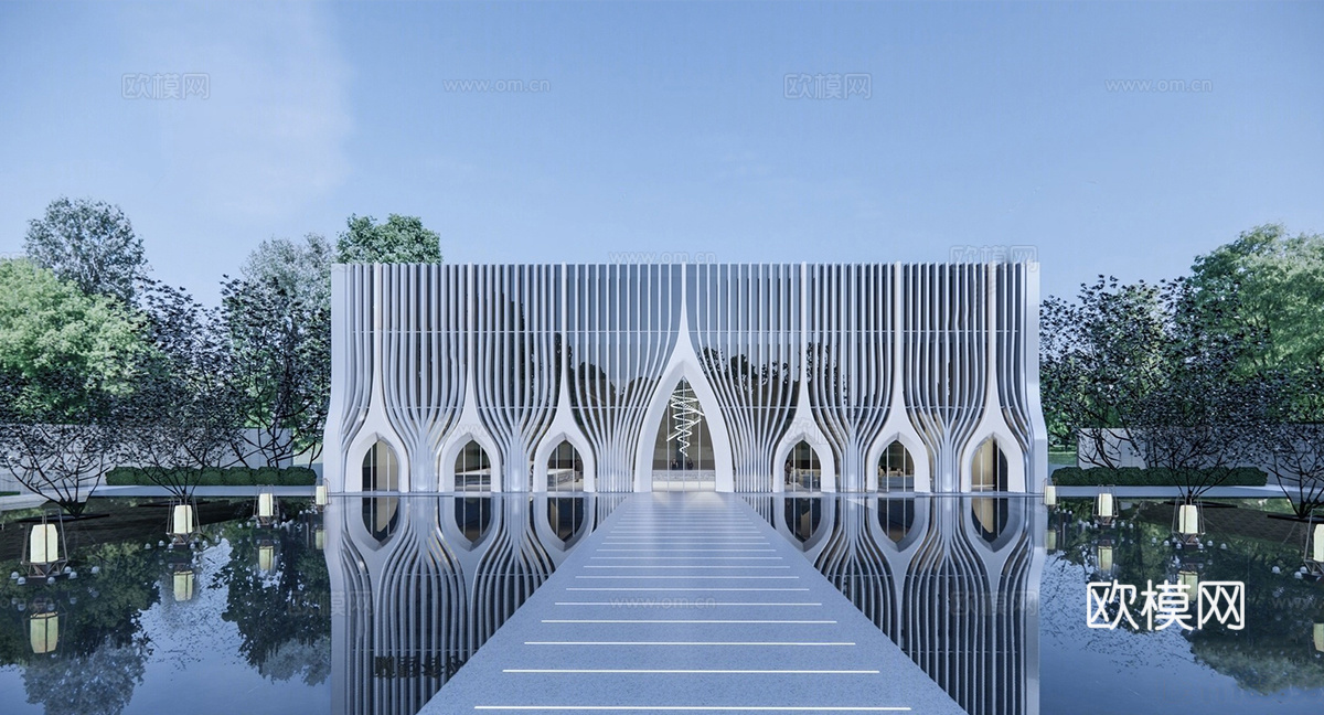 现代售楼处建筑 售楼部建筑su模型